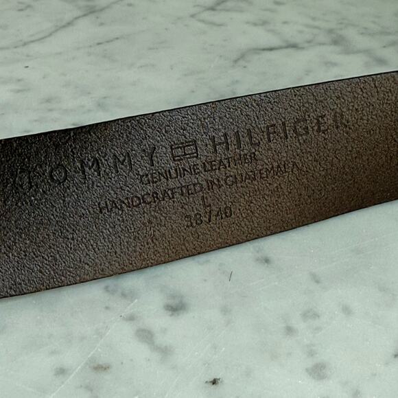 Tommy Hilfiger Brown Leather Belt Preppy Classic Size 38 - Picture 7 of 7